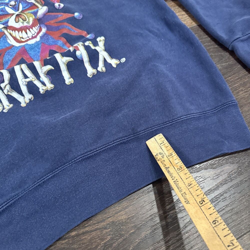 Vintage 90s Graffix Bong Jester Clown Skull Crew Sweatshirt USA Made Rare Sz L - Picture 4 of 8